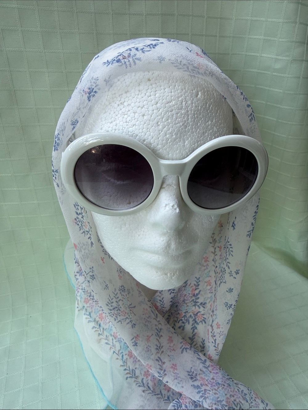 Vintage White Round Frame Sunglasses - White